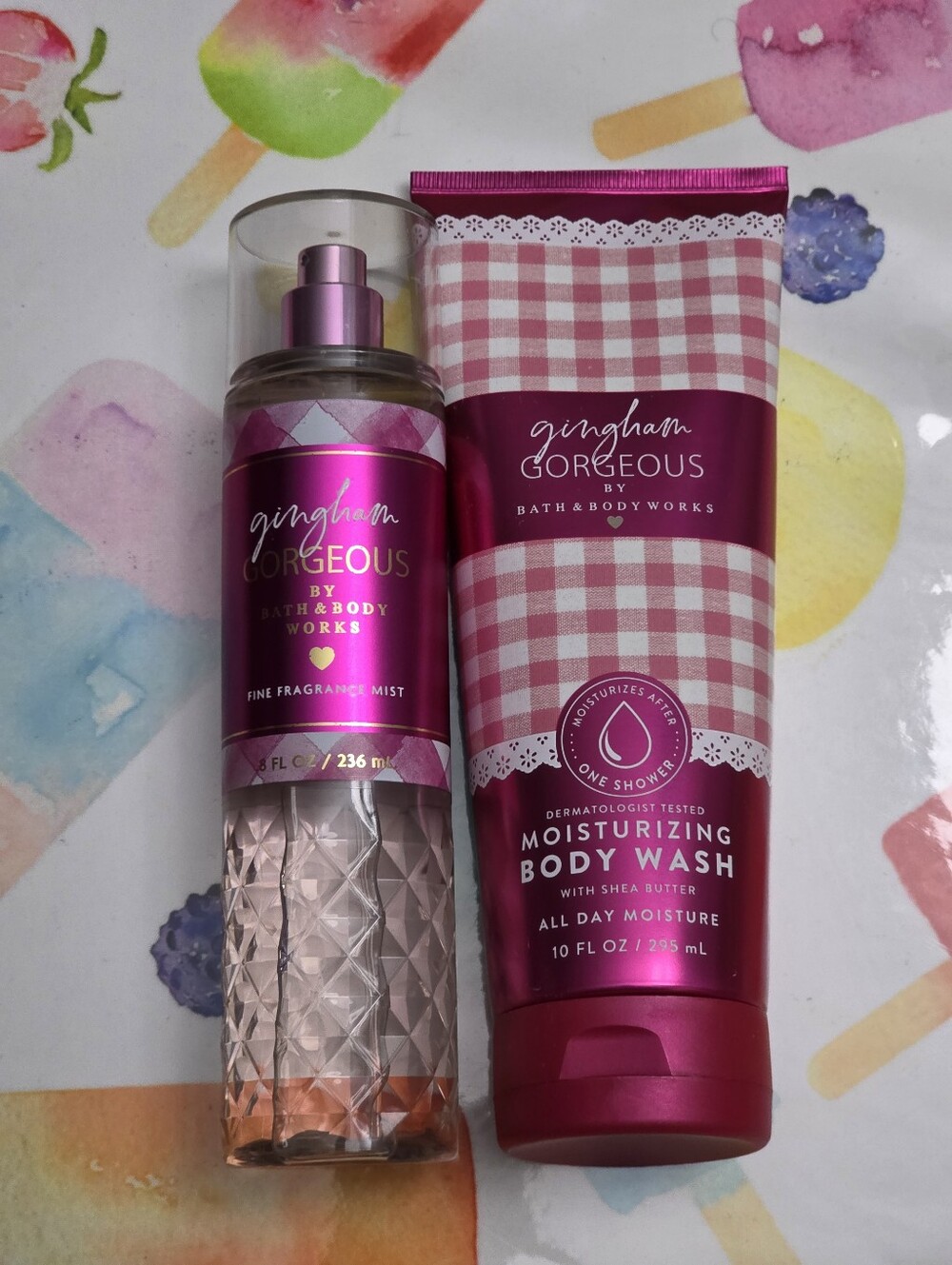 Bath & Body Works Gingham Gorgeous Pink Fragrance Mist & Body Wash Set NEW